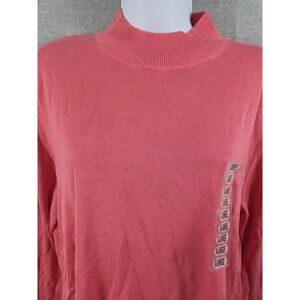 August Silk Sweater XL Silk Blend Pink Mock Neck Coquette Fairy Old Money NEW
